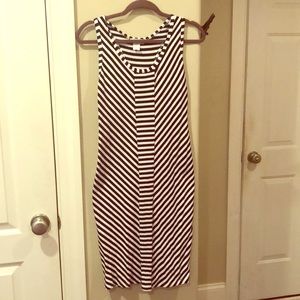 Kokoon Black and white striped racer back dress.